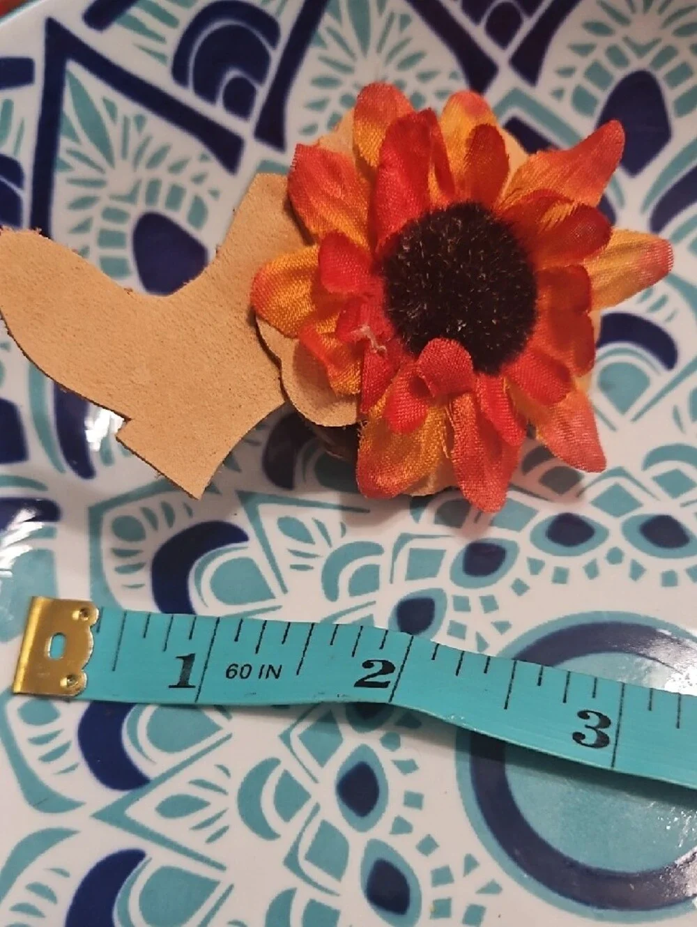 Hand Crafted Sunflower Cowgirl Boot Pet Collar Floral Charm Accent NEW Gifted